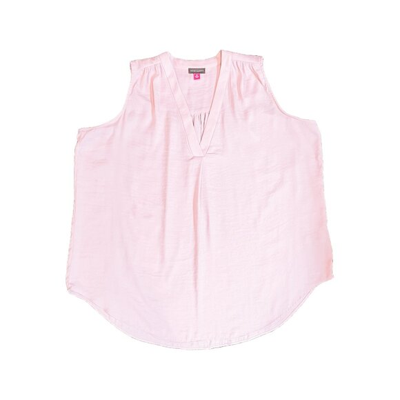 Blush-Colored V-Neck Rumple Blouse — Vince Camuto Women's 1X - Picture 2 of 12